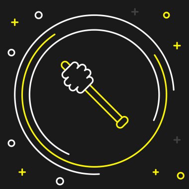 Çizgi Bal Çubuğu simgesi siyah arkaplanda izole edildi. Tatlı kepçe. Renkli taslak konsepti. Vektör