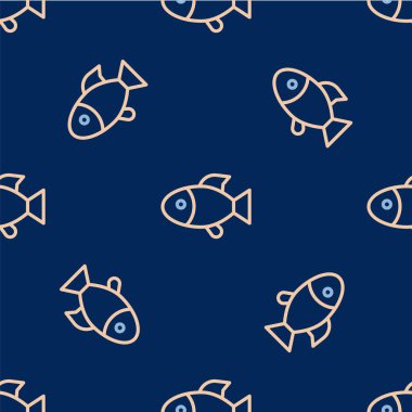 Hat Balığı simgesi mavi arkaplandaki kusursuz deseni izole etti. Vektör