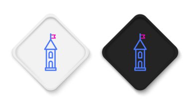Line Castle ikonu beyaz arkaplanda izole edildi. Kale işareti. Renkli taslak konsepti. Vektör