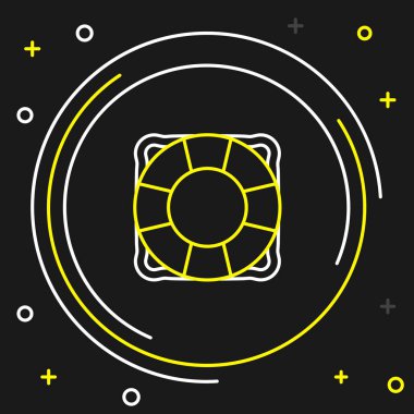 Çizgi Lifebuoy simgesi siyah arkaplanda izole edildi. Can simidi sembolü. Renkli taslak konsepti. Vektör