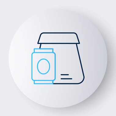 Çevrimiçi sipariş verme ve fast food dağıtım simgesi beyaz arka planda izole edildi. Renkli taslak konsepti. Vektör