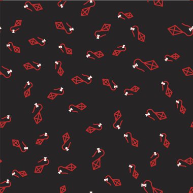 Kite simgesi çizgi simgesi siyah arkaplanda izole edilmiş. Vektör