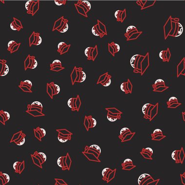 Dünya ikonundaki çizgi derecelendirme kapağı siyah arkaplanda izole edilmiş kusursuz desen. Dünya eğitim sembolü. Çevrimiçi öğrenme ya da e-öğrenme kavramı. Vektör