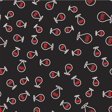 Çizgi Sanal gerçeklik simgesi siyah arkaplanda izole edilmiş. Gelecekçi VR baş ekran tasarımı. Vektör