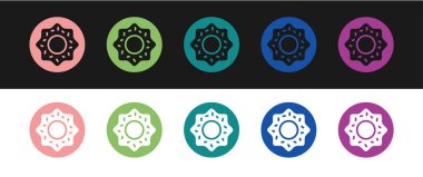 Siyah ve beyaz arkaplanda izole edilmiş tatlı jöleli donut. Vektör