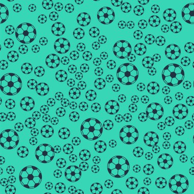 Siyah futbol topu ikonu yeşil arka planda izole edilmiş pürüzsüz desen. Spor malzemeleri. Vektör