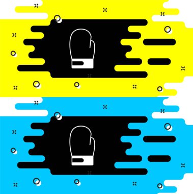 Siyah arka planda beyaz boks eldiveni simgesi var. Vektör