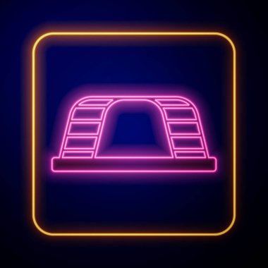 Parlayan neon renkli çubuk simgesi siyah arkaplanda izole edildi. Vektör