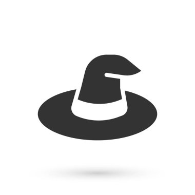 Gri Cadı şapkası simgesi beyaz arkaplanda izole edildi. Mutlu Cadılar Bayramı Partisi. Vektör