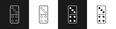 Domino simgesini siyah beyaz arkaplanda izole et. Vektör