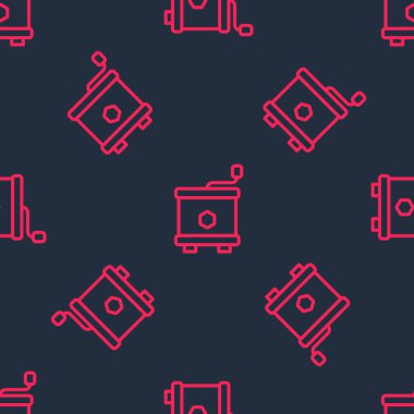 Kırmızı çizgi Bal sökücü simgesi siyah arkaplanda kusursuz desen izole etti. Balpeteklerinden bal çıkarmak için mekanik bir cihaz. Vektör