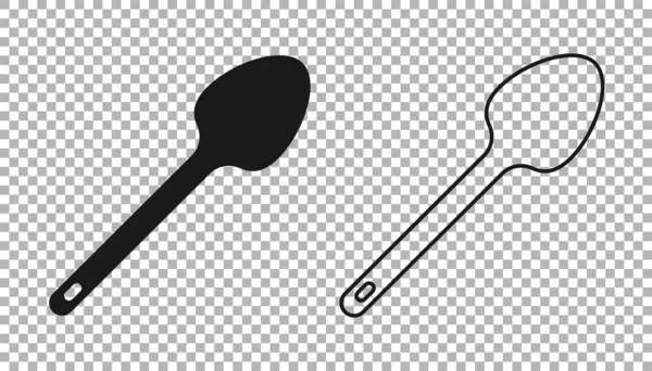 黑色的Teaspoon图标孤立在透明的背景上。炊具。餐具的标志。B.病媒 — 图库矢量图片