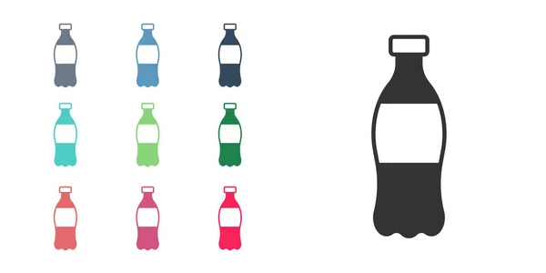 Zwarte fles water pictogram geïsoleerd op witte achtergrond. Soda aqua bordje. Stel pictogrammen kleurrijk. Vector — Stockvector