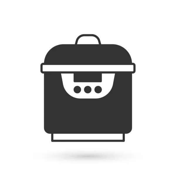 Grey Slow cooker icon isolated on white background. Electric pan. Vector — Stock Vector