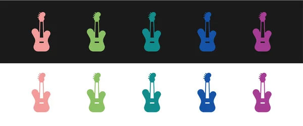 Definir ícone de guitarra baixo elétrico isolado no fundo preto e branco. Vetor —  Vetores de Stock
