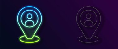 Parlayan neon hattı Taksi istemcisi simgesi siyah arkaplanda izole edildi. Vektör