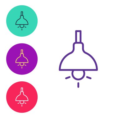 Lamba asma simgesi beyaz arkaplanda izole edildi. Tavan lambası ampulü. Simgeleri renklendirin. Vektör