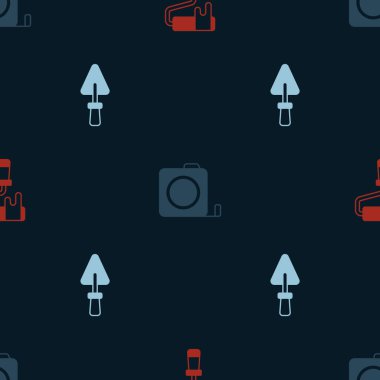 Boya fırçasını, rulet inşaatını ve Trowel 'i pürüzsüz desenlere ayarlayın. Vektör