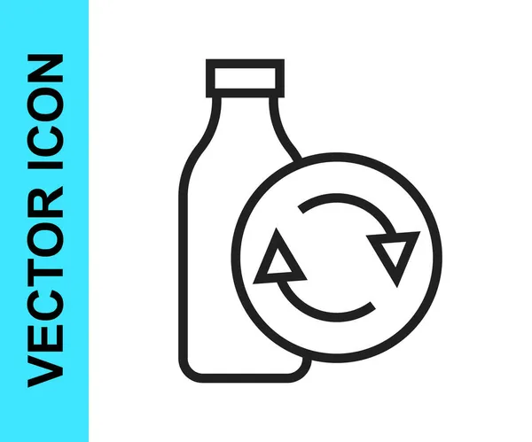 Schwarze Linie Recycling-Plastikflasche Symbol isoliert auf weißem Hintergrund. Vektor — Stockvektor