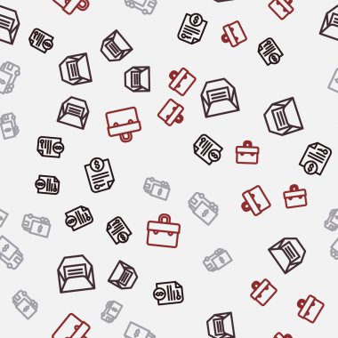 Sözleşme parası, Zarf, Zırhlı Araç ve Çanta 'yı kusursuz desenlere göre ayarlayın. Vektör