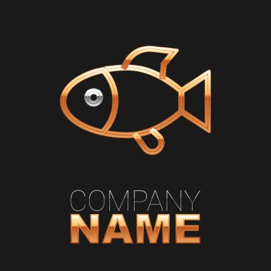 Line Fish simgesi siyah arkaplanda izole edildi. Renkli taslak konsepti. Vektör