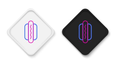 Hotdog sandviç simgesi beyaz arkaplanda izole edildi. Sosis ikonu. Fast food burcu. Renkli taslak konsepti. Vektör