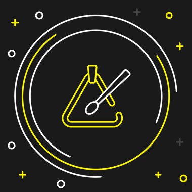 Çizgi Üçgeni müzik aleti simgesi siyah arkaplanda izole edildi. Renkli taslak konsepti. Vektör