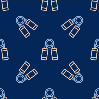 Line Sport genişletici simgesi mavi arkaplanda izole edilmiş kusursuz desen. Spor malzemeleri. Vektör