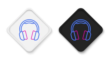 Beyaz arkaplanda hat kulaklığı simgesi izole edildi. Kulaklıklar. Müzik, hizmet, iletişim ve operatör konsepti. Renkli taslak konsepti. Vektör