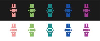 Kol saati simgesini siyah beyaz arkaplanda ayır. Kol saati simgesi. Vektör