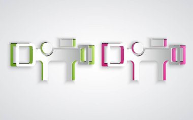 Kağıt kesiği keskin nişancı optik görüş simgesi gri arka planda izole edildi. Keskin nişancı dürbünü. Kağıt sanatı tarzı. Vektör