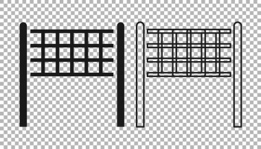 Siyah voleybol ağı simgesi şeffaf arkaplanda izole edildi. Vektör