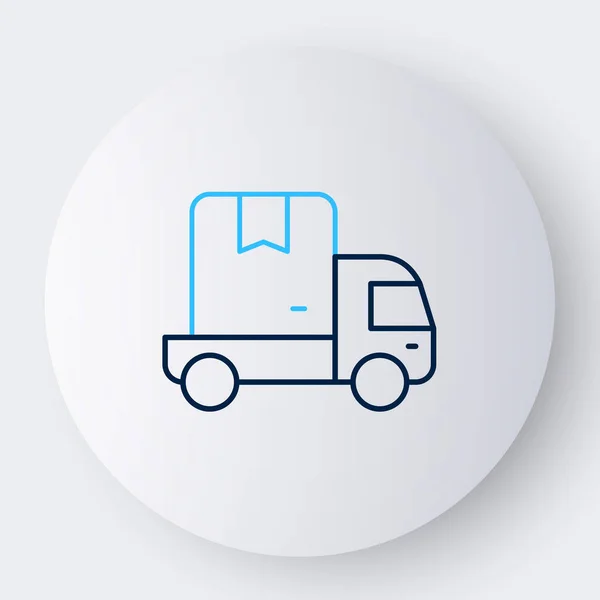 Line Delivery teherautó jármű ikon elszigetelt fehér háttér. Színes vázlat koncepció. Vektor — Stock Vector