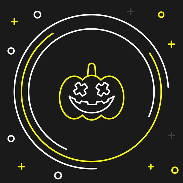 Ligne icône citrouille isolé sur fond noir. Bonne fête d'Halloween. Concept de contour coloré. Vecteur — Image vectorielle