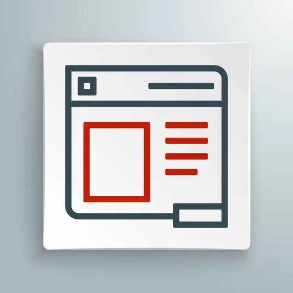 Ikona okna prohlížeče čar izolovaná na bílém pozadí. Barevný koncept. Vektor — Stockový vektor