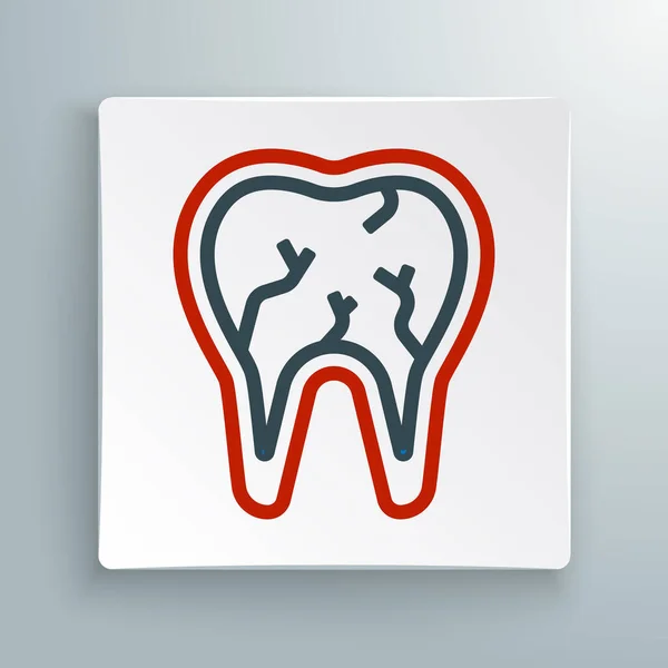 Строка Сломанный зуб значок изолирован на белом фоне. Значок проблемы с зубами. Символ стоматологической помощи. Красочная концепция контура. Вектор — стоковый вектор