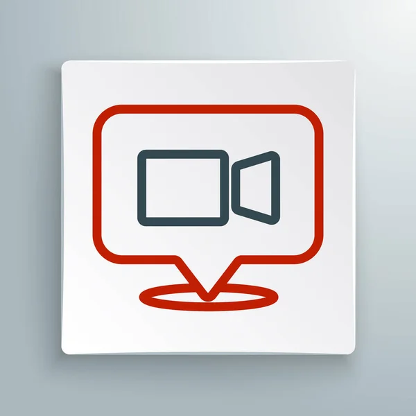 Zeile Video-Chat-Konferenz Symbol isoliert auf weißem Hintergrund. Online-Meeting-Arbeit von zu Hause aus. Ferngesteuertes Projektmanagement. Buntes Rahmenkonzept. Vektor — Stockvektor