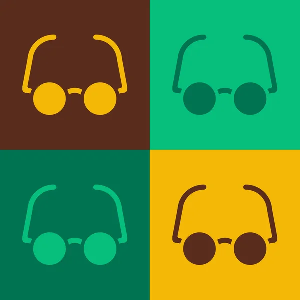 Pop art Glasses icon isolated on color background. Eyeglass frame symbol. Vector — Stock Vector