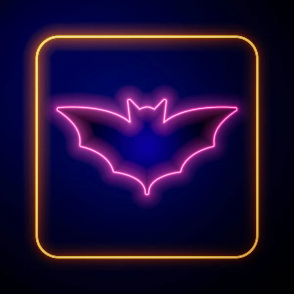 Glödande neon Flying bat-ikon isolerad på svart bakgrund. Glad halloweenfest. Vektor — Stock vektor