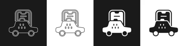 Set Taxi mobiele app pictogram geïsoleerd op zwart-wit achtergrond. Mobiele applicatie taxi. Vector — Stockvector