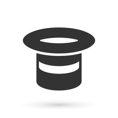 Gri Sihirli şapka simgesi beyaz arkaplanda izole edildi. Sihir numarası. Gizemli eğlence konsepti. Vektör