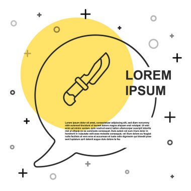 Siyah çizgi bıçak simgesi beyaz arkaplanda izole edildi. Çatal bıçak sembolü. Rastgele dinamik şekiller. Vektör