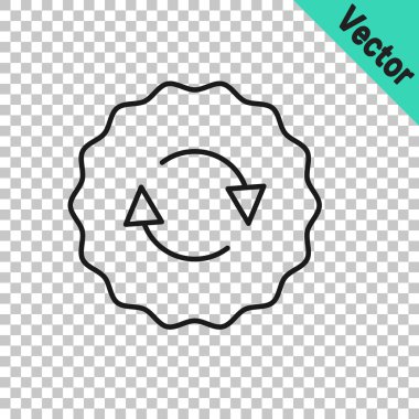 Siyah çizgi Geri Dönüşüm sembolü simgesi şeffaf arkaplanda izole edildi. Dairesel ok simgesi. Çevre geri dönüşümü yeşile döner. Vektör