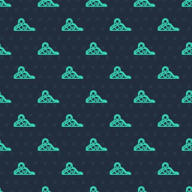 Yeşil çizgi Slayt oyun alanı simgesi mavi arkaplanda izole edilmiş pürüzsüz desen. Çocuklar kayar. Vektör