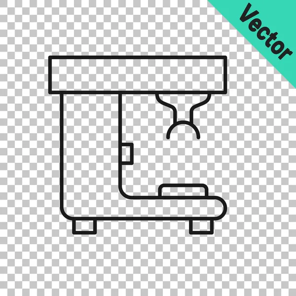 Schwarze Linie Kaffeemaschinen-Symbol isoliert auf transparentem Hintergrund. Vektor — Stockvektor