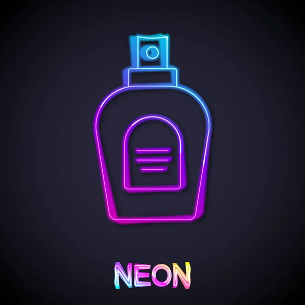 Glowing neon line Perfume icon isolated on black background. Vector — Stock Vector