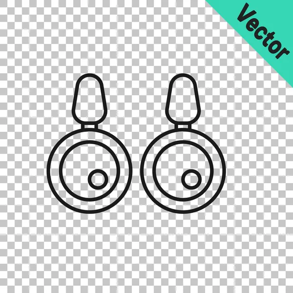 Pendientes de línea negra icono aislado sobre fondo transparente. Accesorios de joyería. Vector — Vector de stock