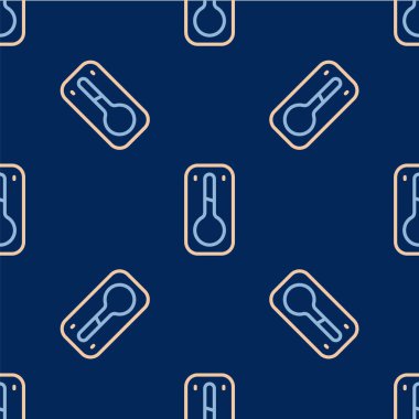 Line Coffee termometre ikonu mavi arka planda izole edilmiş. Vektör