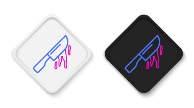 Kanlı çizgi bıçak ikonu beyaz arka planda izole edildi. Çatal bıçak sembolü. Mutlu Cadılar Bayramı Partisi. Renkli taslak konsepti. Vektör