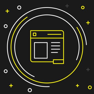 Satır Tarayıcı pencere simgesi siyah arkaplanda izole edildi. Renkli taslak konsepti. Vektör